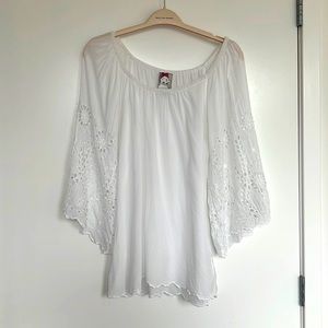 Yoanna Baraschi White Eyelet Summer Top Cotton